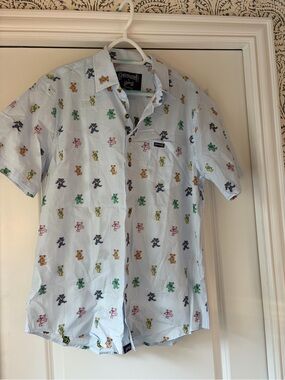 Men’s NWOT Grateful Dead Short-Sleeve Blue Button-Down Shirt Section 119